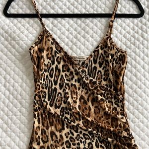 Slinky Deep Plunge Leopard Dress